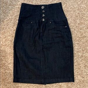 High Waisted Pencil Jean Skirt